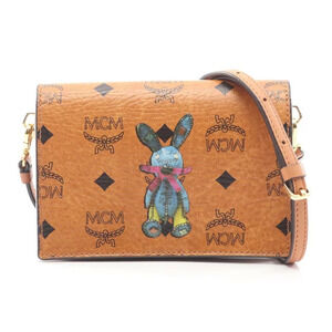 MCM Rait Visetos Shoulder Bag Canvas Leather Brown Multicolor